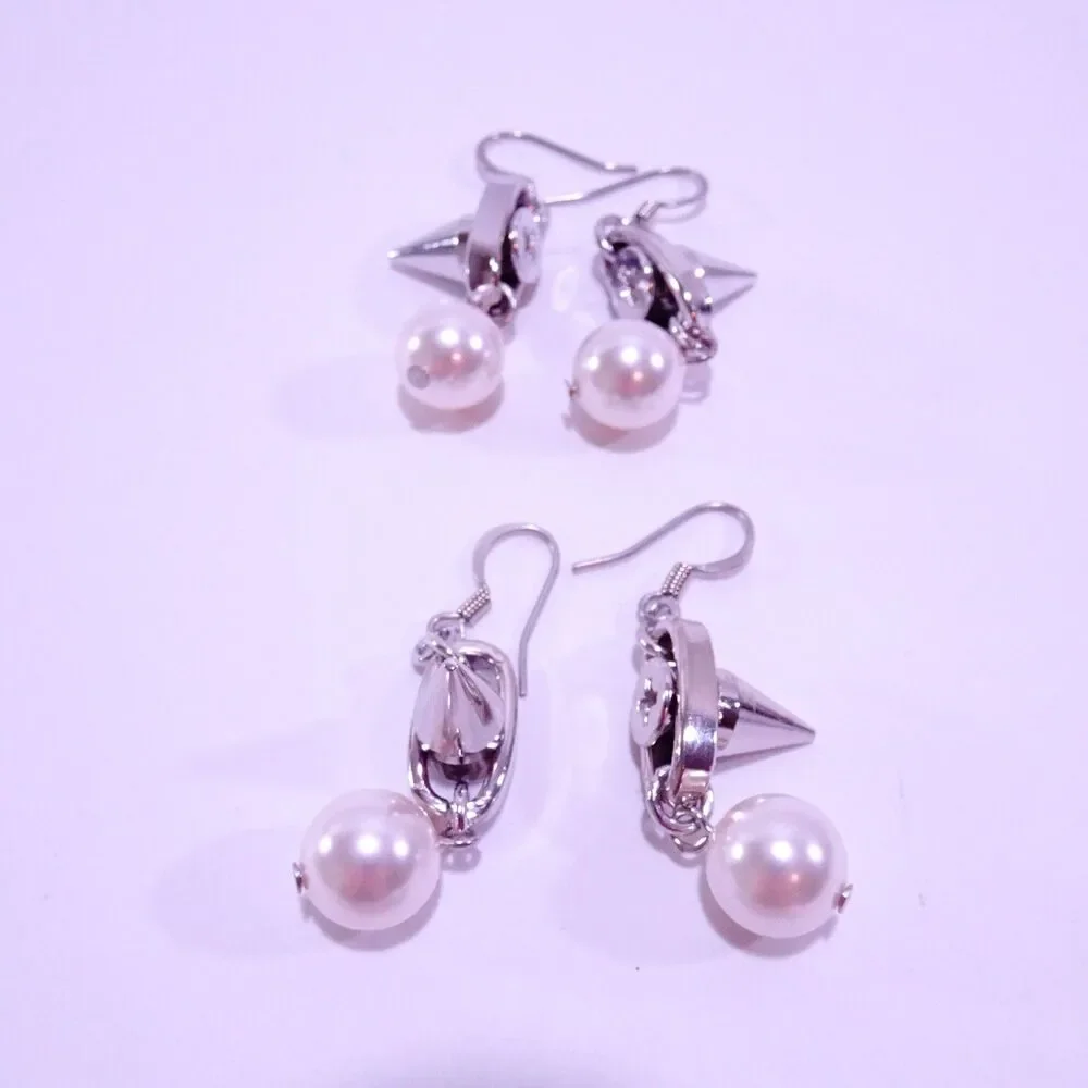 Joomi Lim Women's Silver Sphere Spike Pearl Screw Back Earrings NWOT 145 Silver